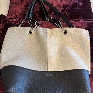 Calvin Klein Two-Tone Black and Cream Tote